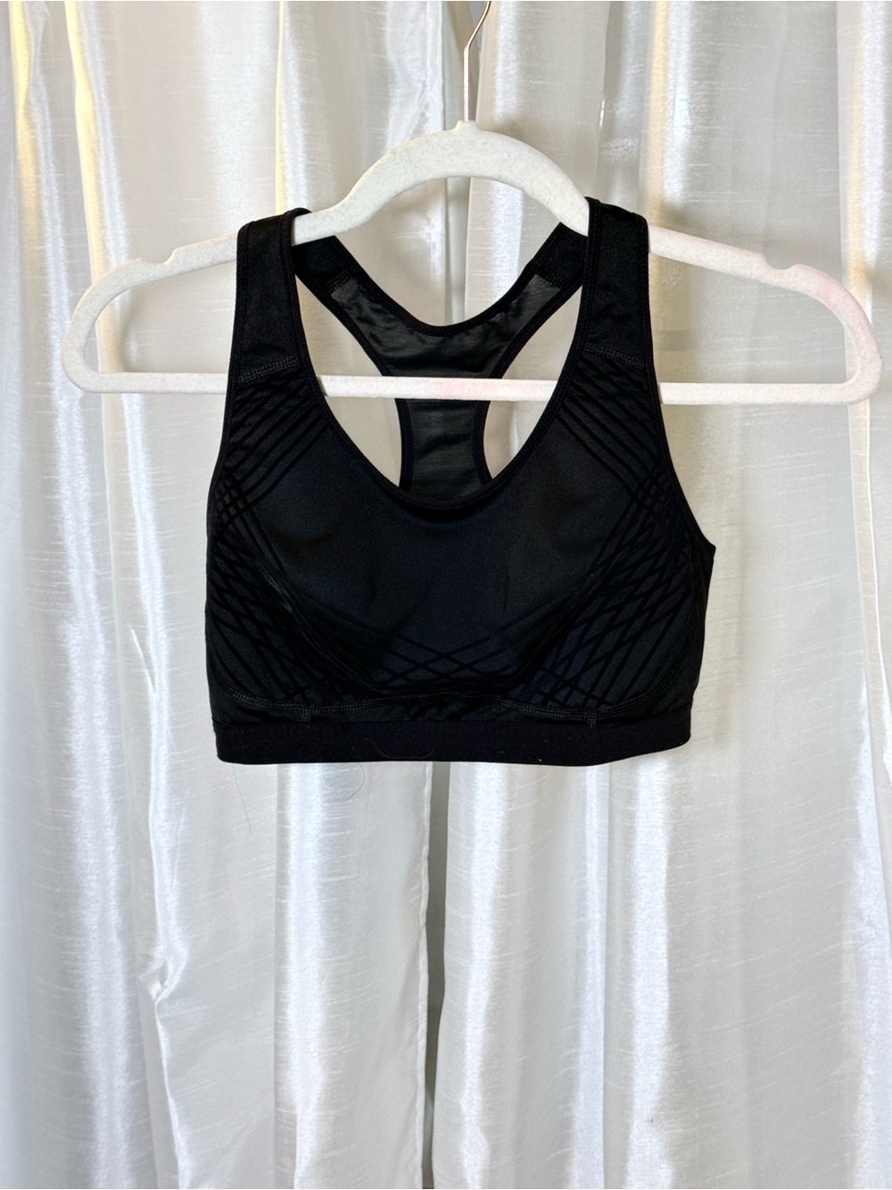 Nike Black Racerback Sports Bra with Subtle Textured Panels